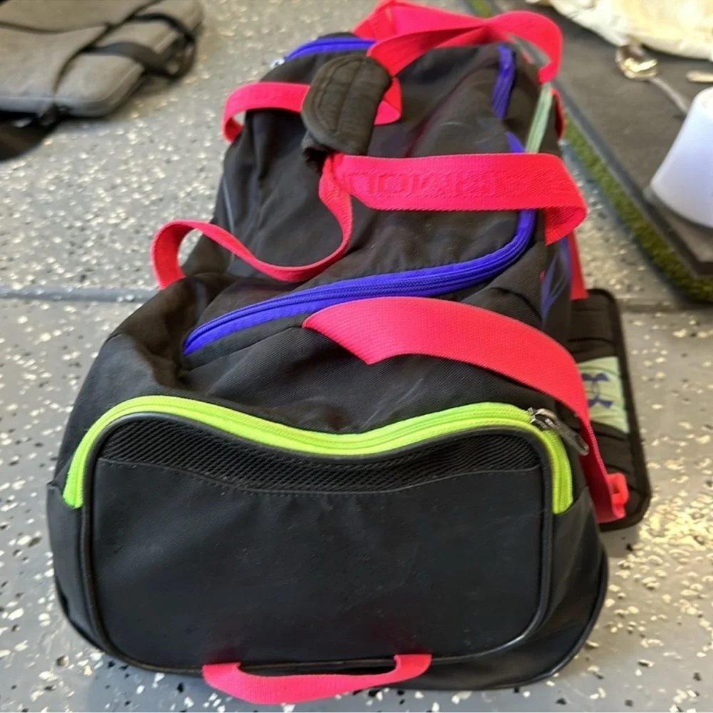 Under Armour Black Duffel Bag with Pink and Blue Accents - Picture 2 of 3